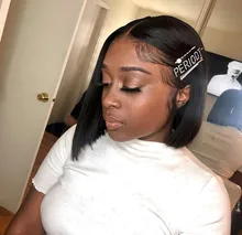 BAISI-peluca Bob brasileña con encaje frontal para mujer, pelucas de cabello humano 4x4 con cierre de encaje, peluca recta, peluca con malla frontal, malla con división Bob