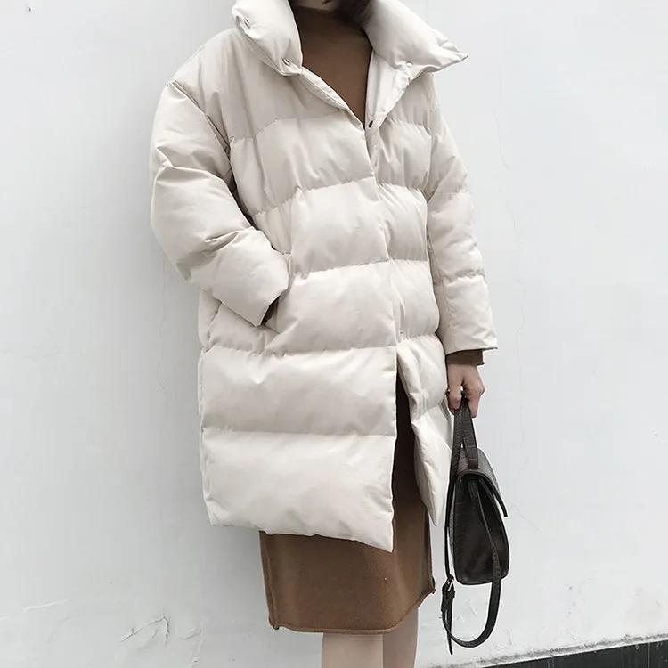 CamKemsey/зимние пальто для женщин; модные утепленные Пуховики с воротником-стойкой и хлопковой подкладкой; повседневные однотонные длинные зимние парки; пальто