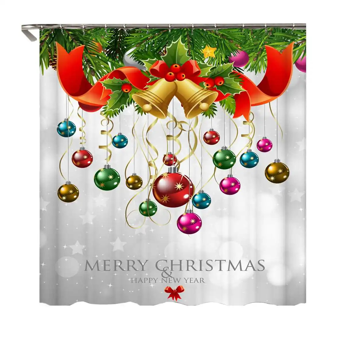 Type A curtain Веселый Рождественский узор, набор для ванной комнаты, тканевая занавеска для душа, Противоскользящий коврик для ванной, набор, Рождественский колокольчик, дерево, Санта, крышка для унитаза - Цвет: Type A curtain