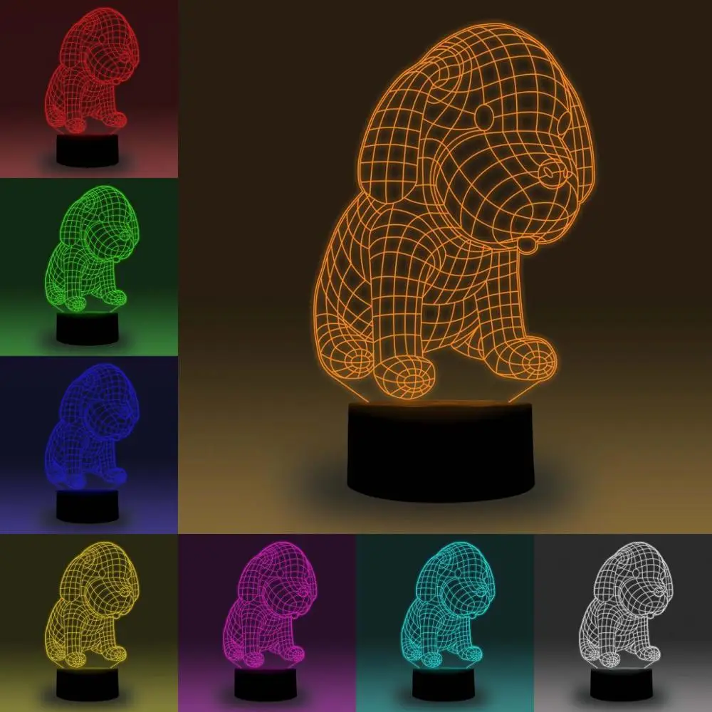 NiteApps 3D Щенок-собака светодиодный ночник настольная иллюзия Лампа подарок на день рождения приложение/сенсорный контроль