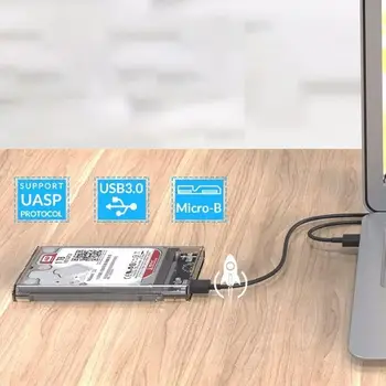 

2.5inch USB 3.0 SATA HD Box SSD HDD Hard Disk Drive HDD Case Transparent External Enclosure Tool M6R2