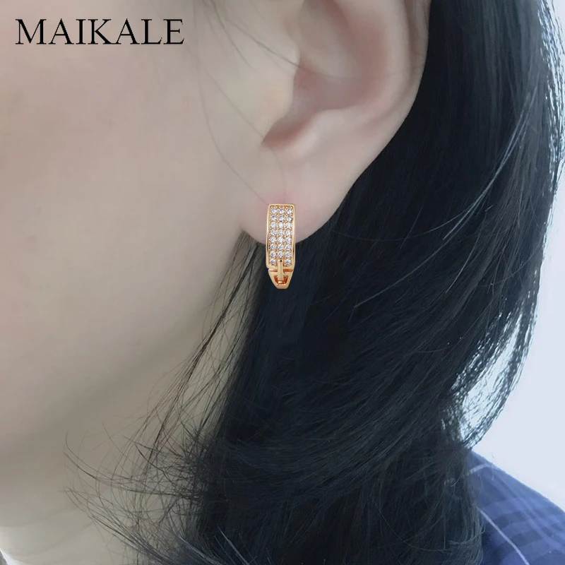 Женские серьги гвоздики с фианитом MAIKALE модные компактные