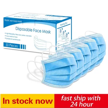 

Dropping 100pcs Anti-Pollution 3 Laye Mask dust protection Masks Disposable Face Masks Elastic Ear Disposable Safety Mask