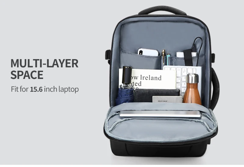 Большой Вместительный мужской рюкзак для путешествий, 15,6 дюймов, сумка для ноутбука, мужской рюкзак Mochila, расширяемый рюкзак, рюкзак с usb зарядкой, водонепроницаемый a1962