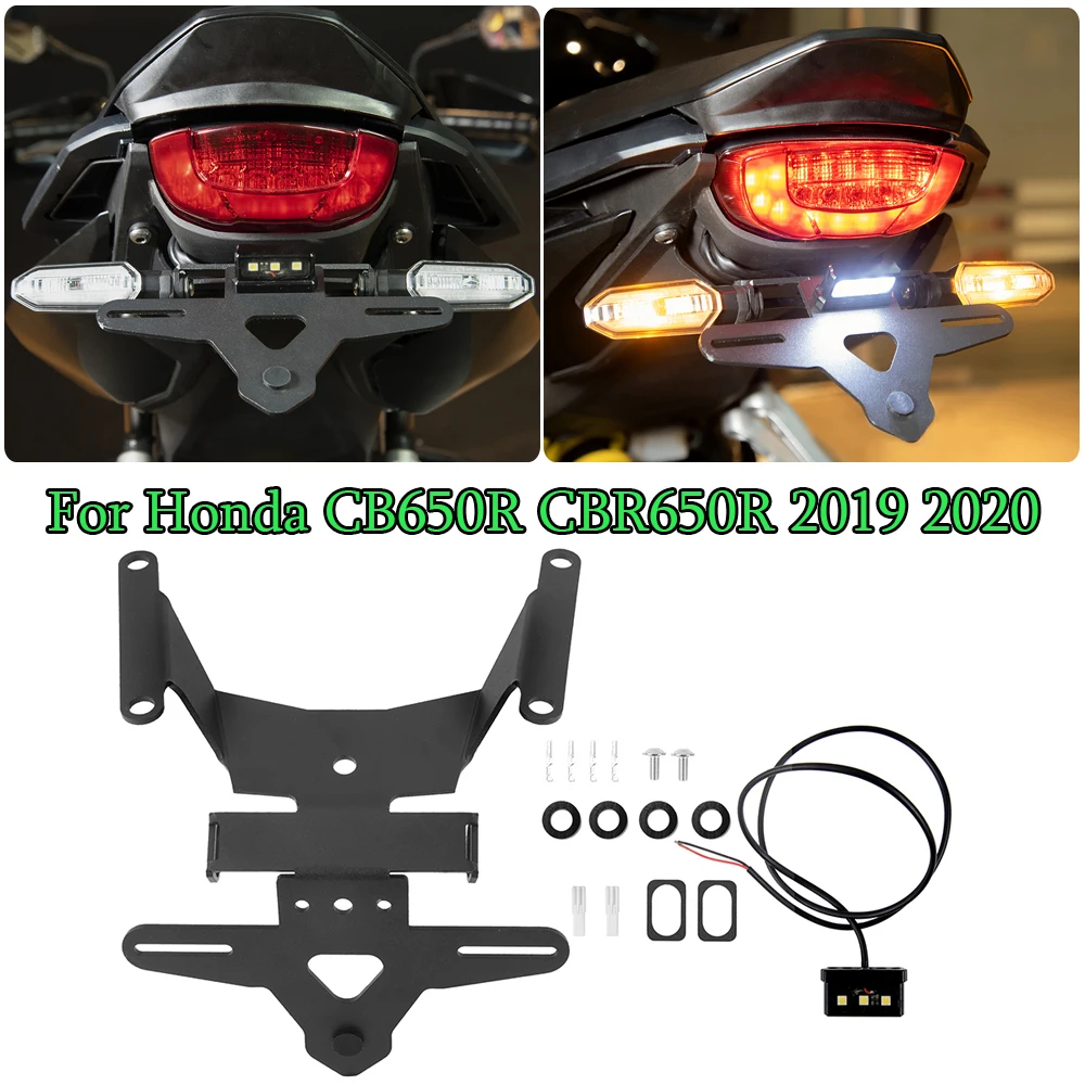 

Aluminium Rear Tail Tidy License Plate Frame Registration Plate Holder With LED Light For CB650R CBR650R 2019 2020