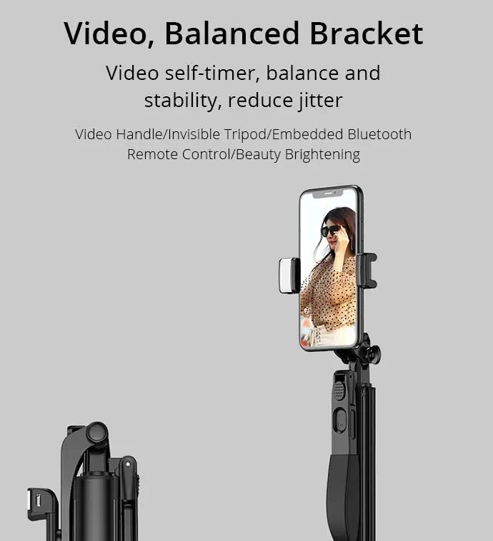 HobbyLane A21 видео селфи палка штатив Bluetooth штатив селфи палка заполняющий светильник для iPhone Xiaomi huawei карданный мобильный телефон