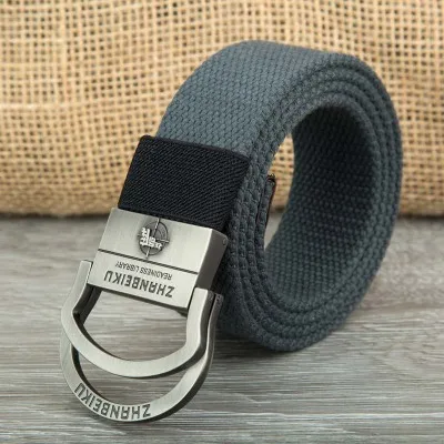 Men's Canvas Belt Double-ring Buckle Hickened Outdoor Plus Long Cloth Waistband 14Colors 110-150cm Length 4cm Width 