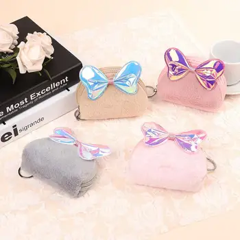 

Fashion Ladies Bow Personality Plush Coin Purse Ladies Purse Multifunctional Earphone Bag