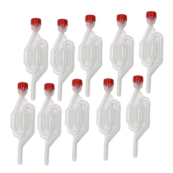 

10 Pack S-Shape Airlock Twin Bubble Grommet One-Way Exhaust Seal Valve with Cork Beer Wine Making Tank Vent Valve