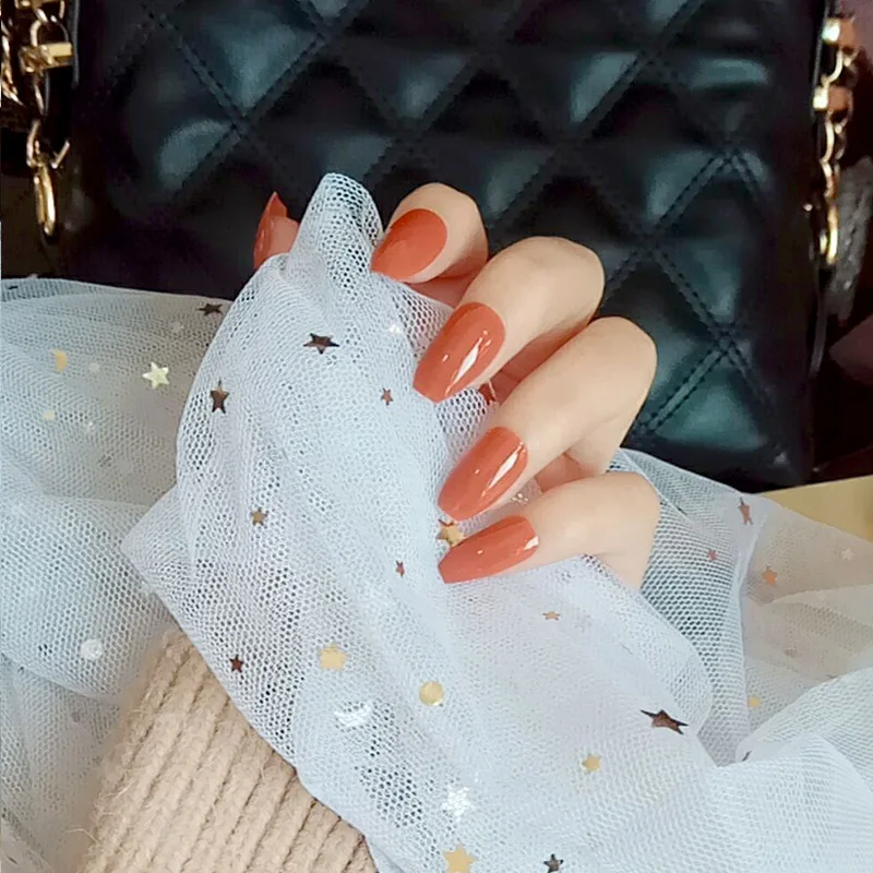 Nusx False Nails Natural Arcylic Overhead Manicure Capsule Pumpkin Full Cover Detachable Pointed Head Fake Nail 3