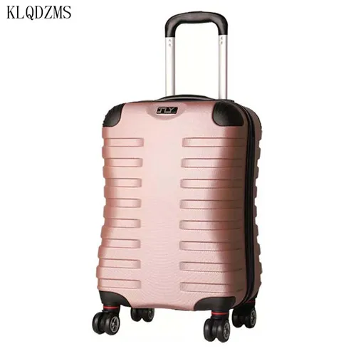 Rose gold KLQDZMS 1" 26" 30 дюймов ABS+ PC чемодан на колёсиках для мужчин бизнес путешествия чемодан Spinner Брендовая женская сумка на колесиках - Цвет: Rose gold