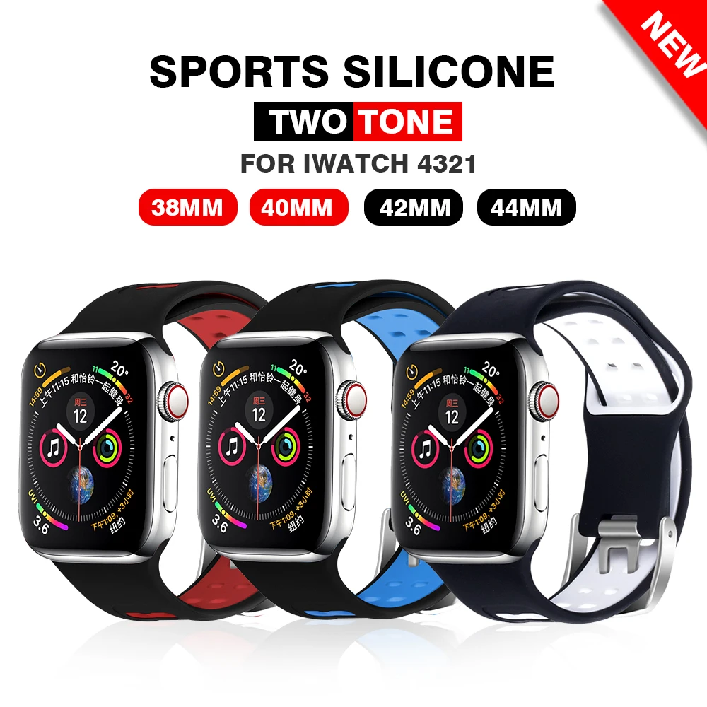 

soft Silicone Sports Band for Apple Watch 4 3 2 1 38MM 42MM Bands Rubber Watchband Strap for Iwatch series 4 40mm 44mm Bracelet
