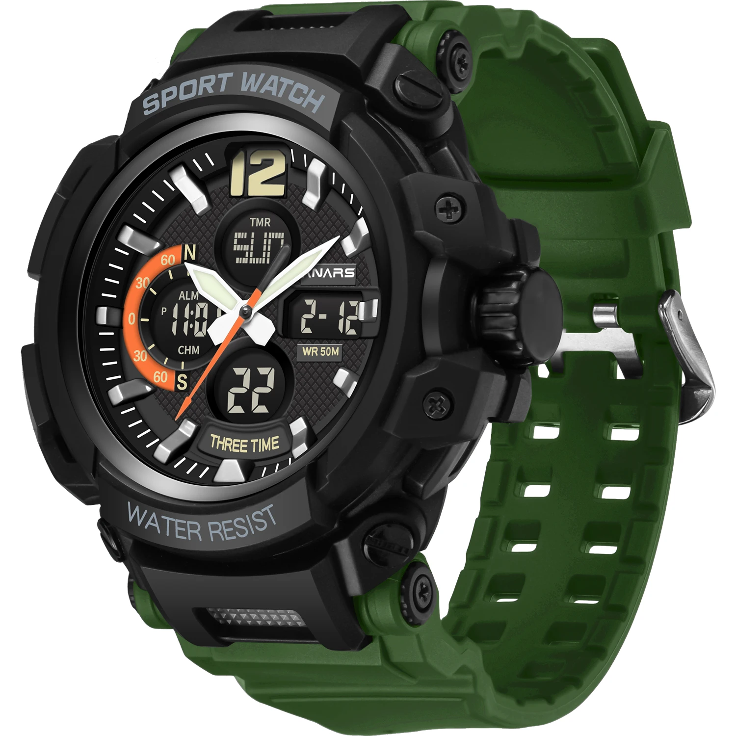 PANARS Мужские кварцевые спортивные часы водонепроницаемые светодиодный часы с будильником обратного отсчета военные мужские цифровые часы Relogio Masculino