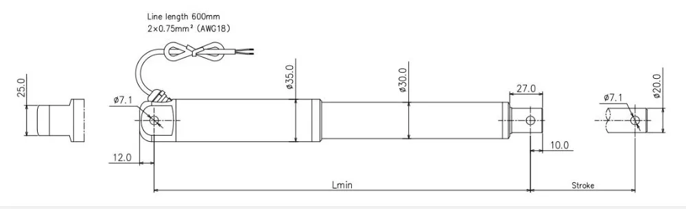 120 мм/сек. скорость 100 мм регулируемый ход 1800N 180 кг 396LBS нагрузки 12V 24V DC водонепроницаемый линейный привод LV25