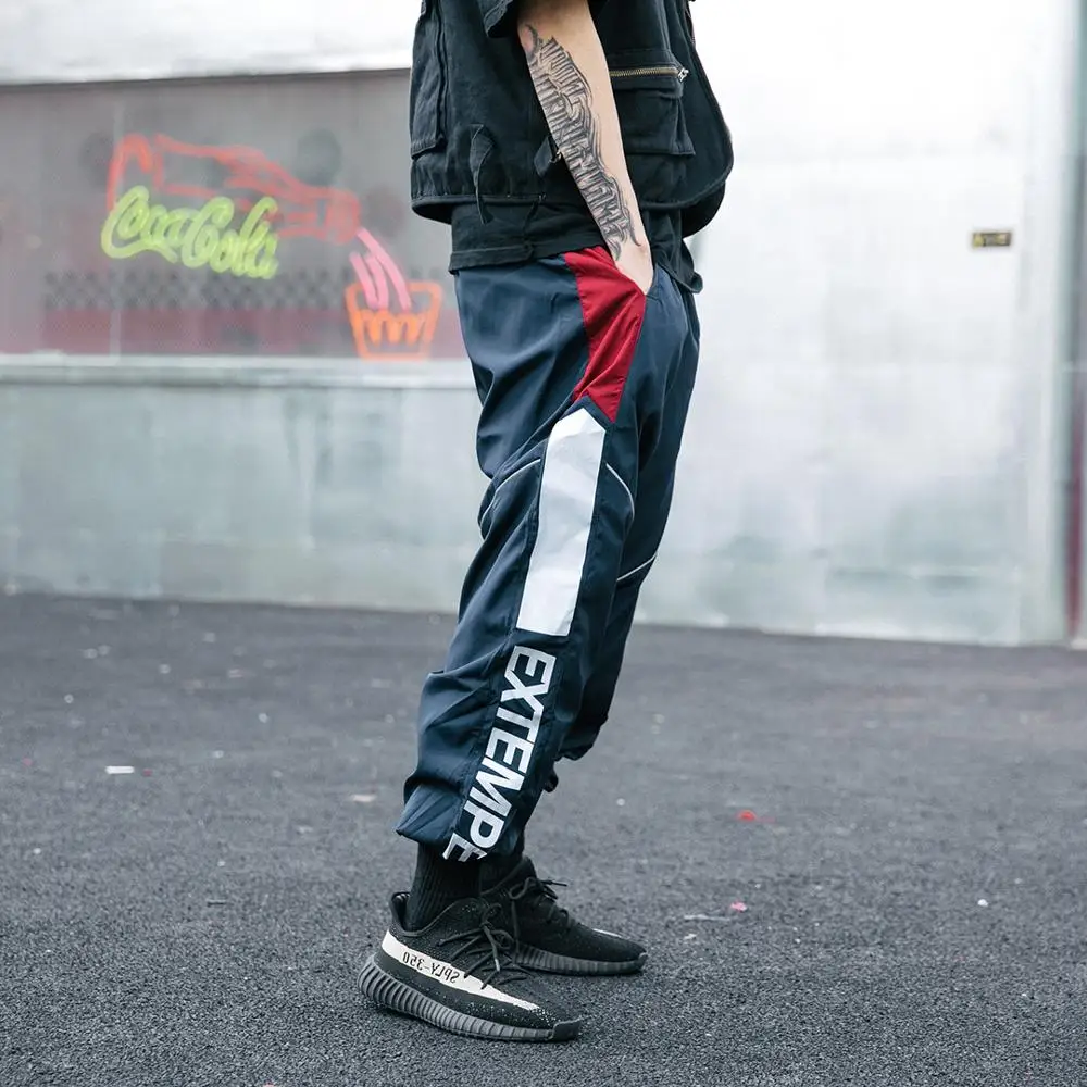 FCL Casual Pants Men Letter Patchwork Track Trousers Elastic Waist Sweatpants Fahsion Joggers Harajuku Streetwear