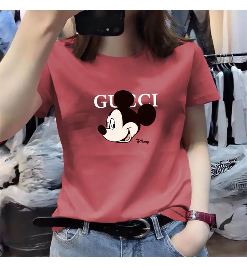 DISNEY women t-shirt Mickey short-sleeved T-shirt women's summer 2020 new slim body femme t-shirts Mickey Mouse top 6 color