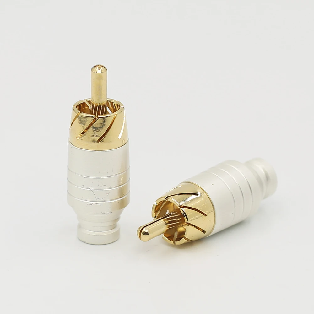 

Hifi 4PCS Audio signal cable lotus plug rca plug socket pure copper rca head audio cable plug