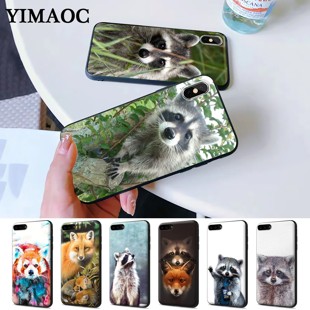 

Raccoon red panda fox Silicone Case for iPhone 5 5S 6 6S Plus 7 8 X XS Max XR
