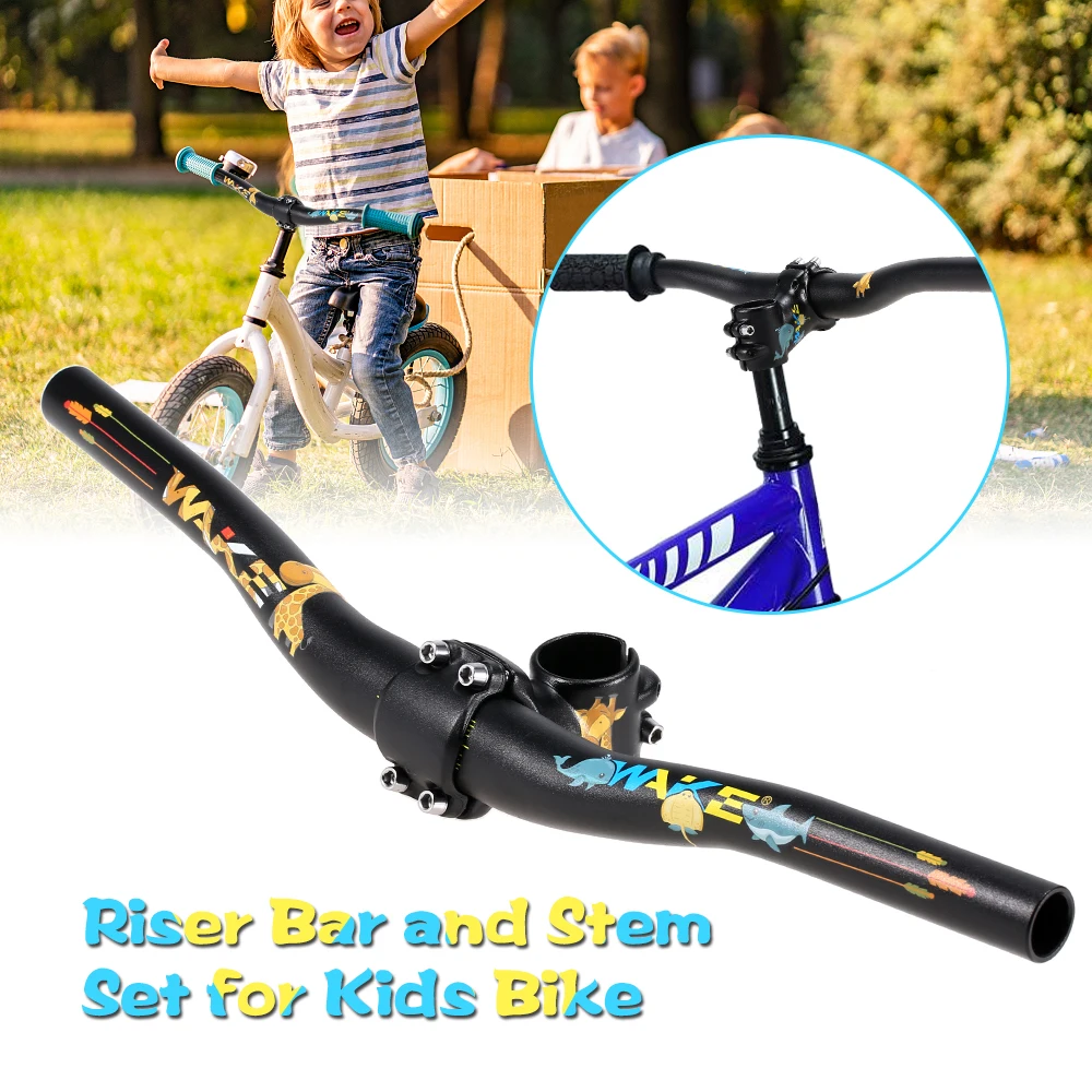 

31.8mm Bike Handlebar Set Children Bike Handlebar & Stem Parts Set Aluminum Bicycle Riser Bar with Stem Parts Set for Kids Bike