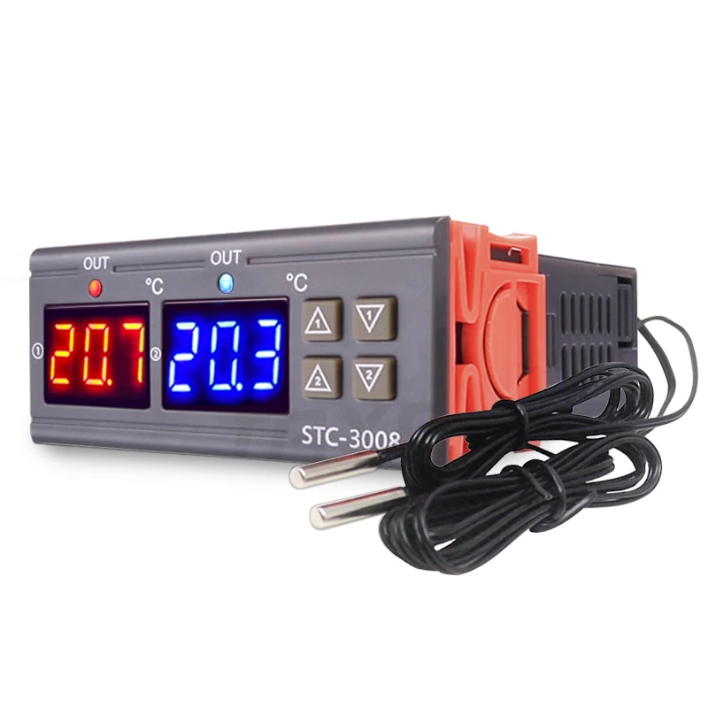 STC-3008 Dual Digital Temperature Controller Two Relay Output 12V 24V 220V Thermoregulator Thermostat Heater Cooler dual probe digital temperature controller digital thermostat