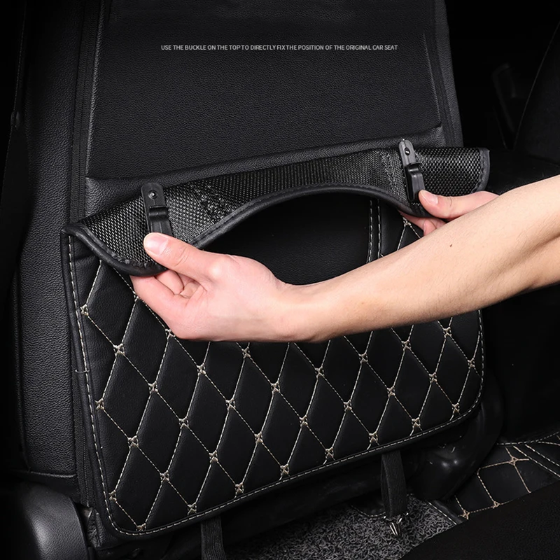 PU Leather Anti-Child-Kick Pad for Car Waterproof Seat Back Protector Cover Universal Auto Anti Mud Dirt Pads with Storage Bag