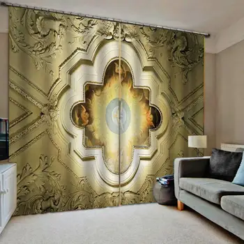 

Golden curtains Luxury Blackout 3D Window Curtains For Living Room Bedroom angel curtain