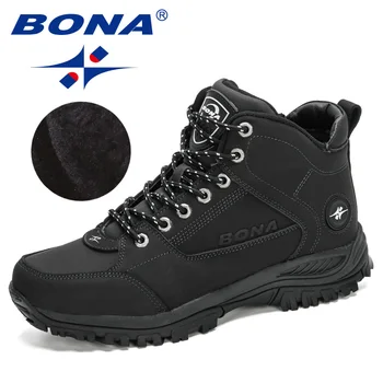 

BONA 2020 New Arrival Winter Ankle Boots Men Leather Casual Shoes Outdoor Camping Work Tooling Man Boots Snow Shoes Masculino