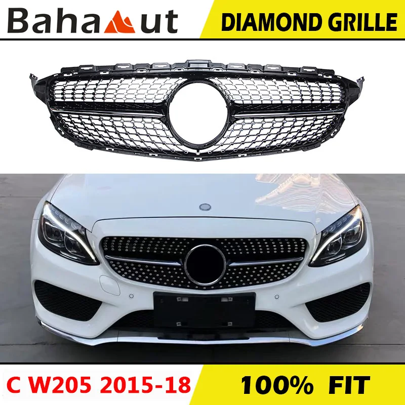 Schwarz Silber Diamanten Stil Kuhlergrill Auto Umrustung Fur Mercedes Benz C Klasse W205 C450 C250 C180 C200 C220 2015 2018 2019 Racing Grills Aliexpress