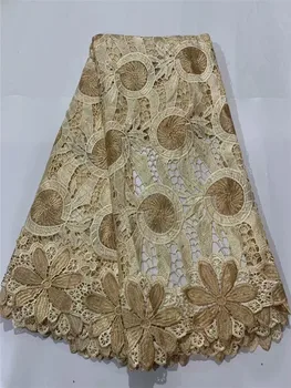 

Swiss Nigerian Lace Fabric gold high quality voile lace pure cotton embroidery for women dress cloth wedding party FTF92