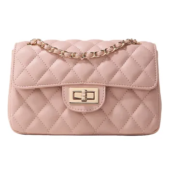 

TOUTOU the new lingling lattice small fragrance style 2019 is versatile with small square bag and cross-body bag