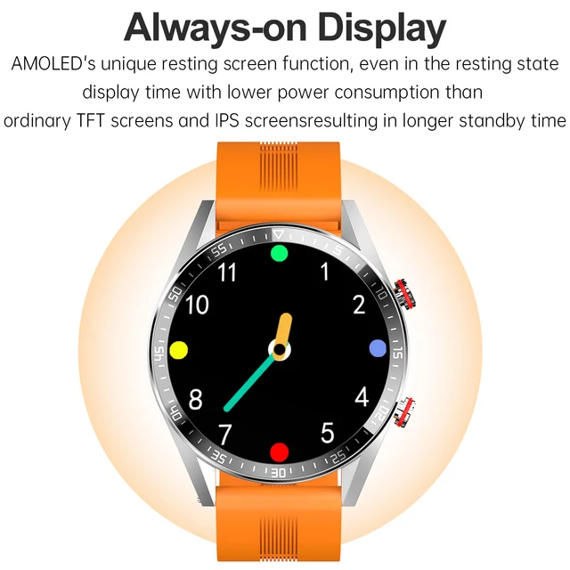 454*454 AMOLED screen smart watch Always display the time bluetooth call local music smartwatch for men Android TWS earphones 3