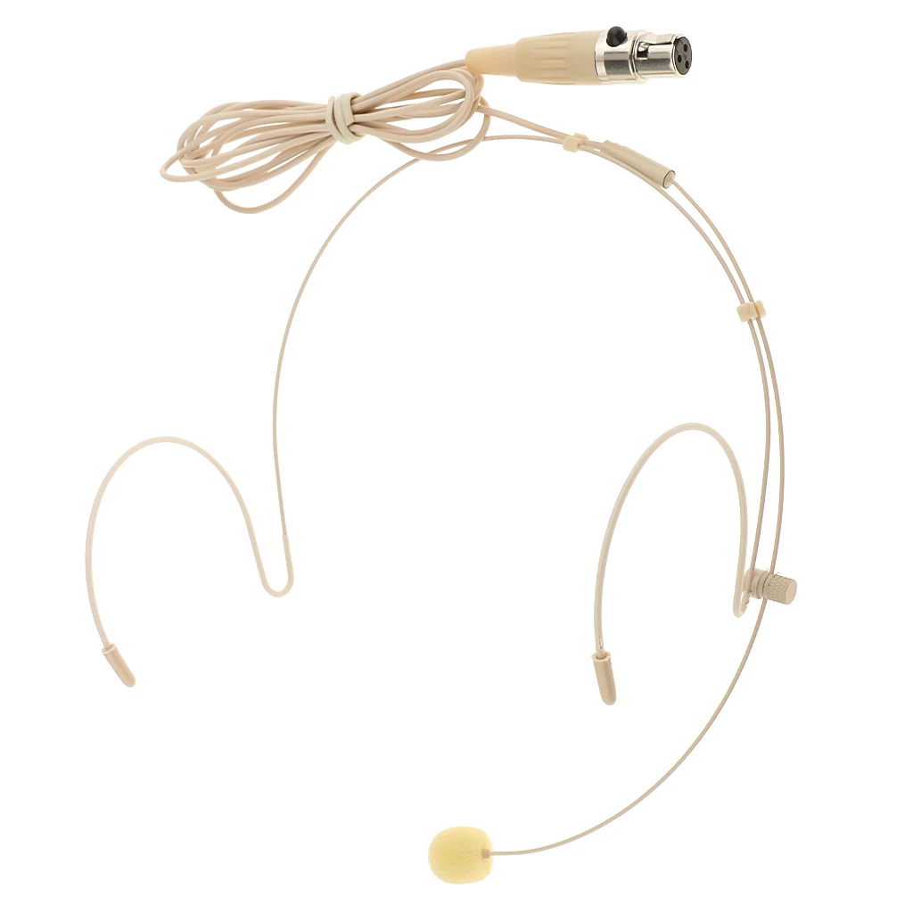 Beige gancho Mini XLR 3Pin 4Pin 3,5mm auriculares de diadema montado en la cabeza de micrófono