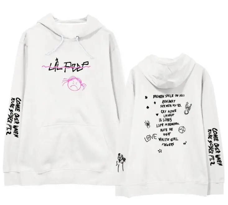 Модный пуловер с принтом lil peep подходит, когда вы трезвы, толстовки унисекс, флисовая/тонкая свободная толстовка, 4 цвета - Цвет: fleece