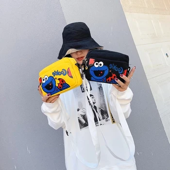 

Women's Bag Brand Crossbody Bags For Women Sesame Street Fashion Shoulder Bag Girl Personal Pocket Bag Canvas Messenger Bag Sac