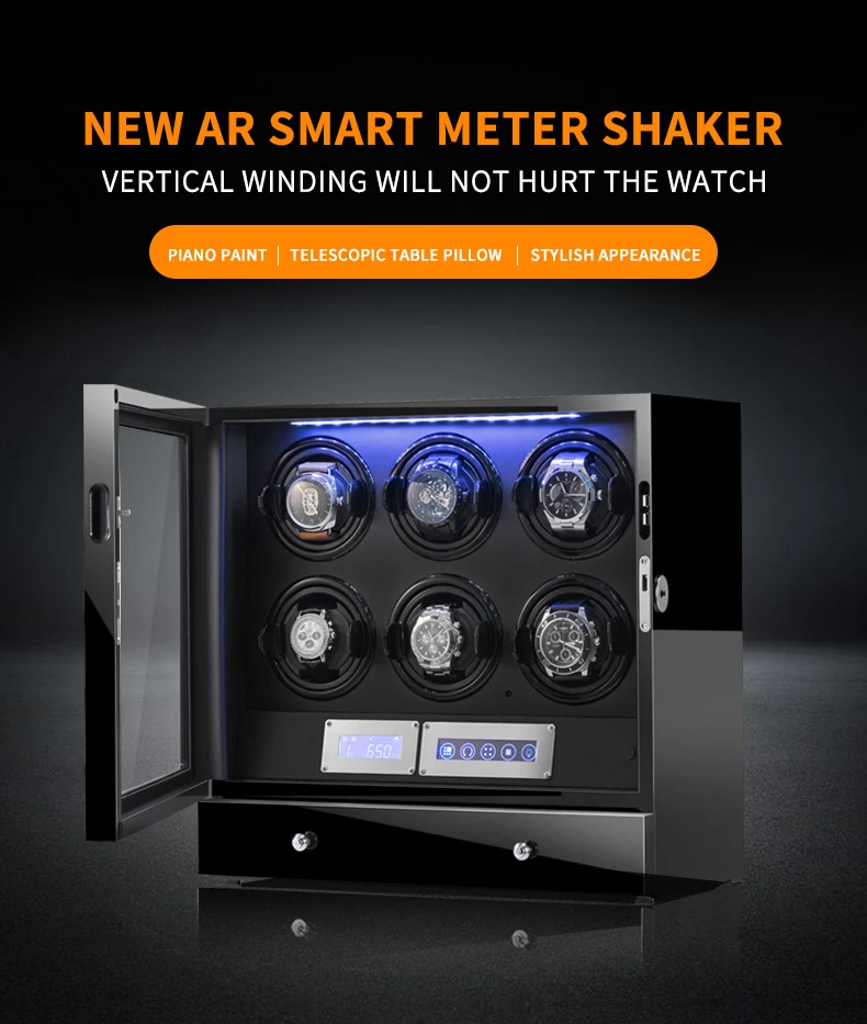 H4f6d619c561840879907cedf3eeea2d0w Automatic Watch Winder 6 Slot Watches Safe Box Drawer Store Jewelry Quiet Japanese Mabuchi Motor Watch Storage Winding Boxes