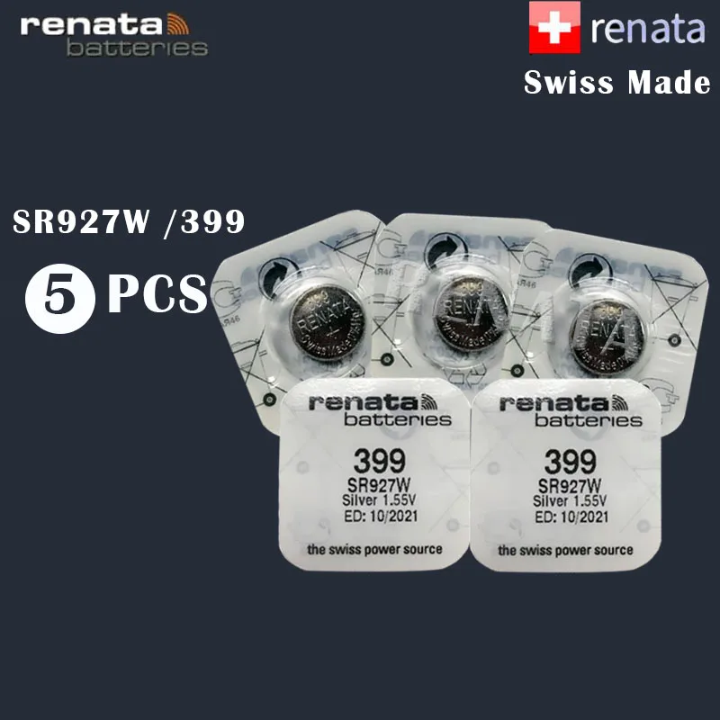 

5pcs/lot Renata 399 100% Original Brand New LONG LASTING SR927W 927 Swiss Made Silver Oxide Watch Battery Button Coin Cell