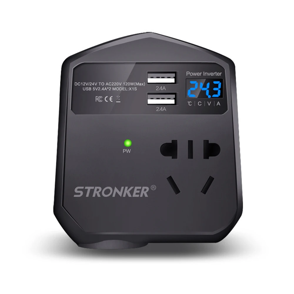 Автомобильный инвертор высокой мощности DC 12 V/24 V к AC 220 V/USB 5V 2.4A* 2 преобразователь питания USB зарядное устройство Трансформатор розетка - Цвет: DC12V24V to AC 220V