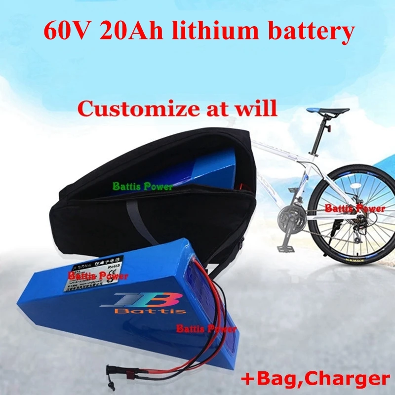 60V 20ah литий ионный треугольный аккумулятор li ion 18650 BMS для 1500w скутера трицикла и