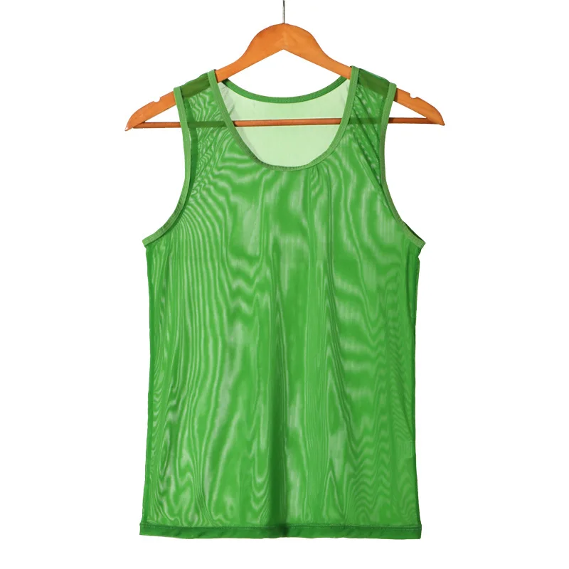 Нижнее белье, мужская рубашка, ropa interior hombre, полупрозрачная сетчатая одежда, мужская майка, chaleco hombre, эластичная майка, одежда для геев - Цвет: Зеленый
