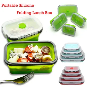 

Wholesale 4pcs/set Silicone Collapsible Lunch Box Food Storage Container Microwavable Portable Picnic Camping Outdoor Box
