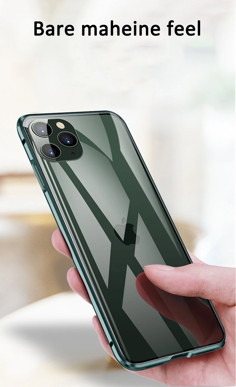 Металлический магнитный чехол для iphone X XR XS 11 pro max+ Магнитный чехол из закаленного стекла для iphone 8 7 6 6S plus