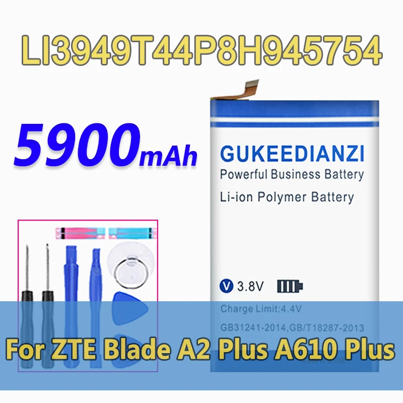 GUKEEDIANZI LI3949T44P8H945754 Mobile Phone Battery For ZTE Blade A2 Plus BV0730 A2Plus / A610 5900mAh Safe | Мобильные телефоны и