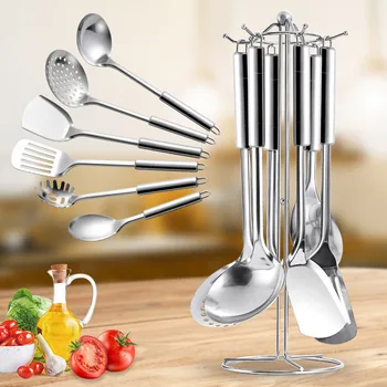 

7pcs/Set Stainless Steel Kitchenware Set Cooking Spoon Shovel Spatula Soup Colander Home Kitchen Utensils Tools Kitchen Tools