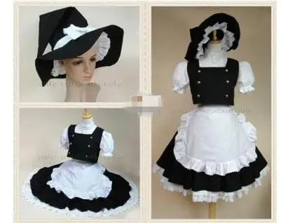 Костюм горничной TouHou Project Kirisame Marisa костюм для косплея полный комплект с шляпой