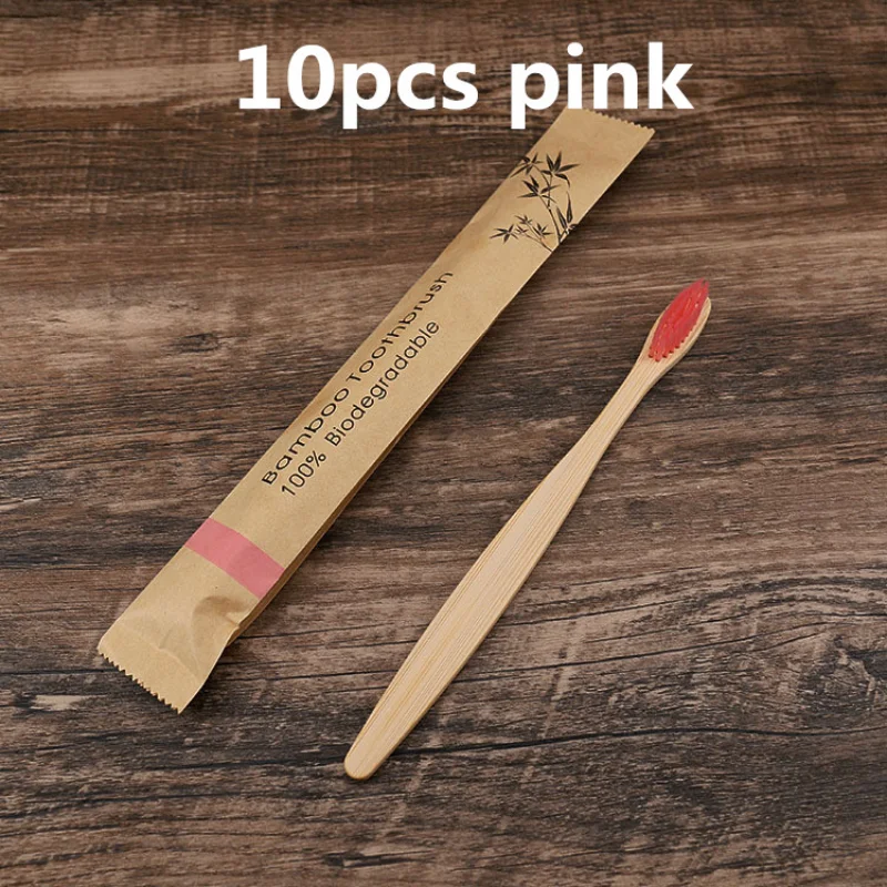 Eco-Friendly Bamboo Toothbrush Set – 10 Colorful Soft Bristle Brushes