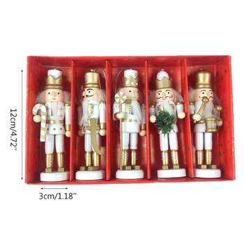 

5pcs Wood Nutcracker Puppet Cartoon Drawing Walnuts Soldier Christmas Decoration
