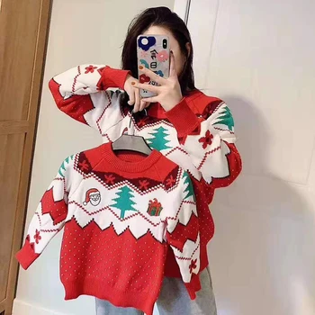 

Autumn Winter Christmas Snowman Knit Sweater Mother Baby Cotton Mommy and Me Clothes Family Clothing Family Matching Outfits