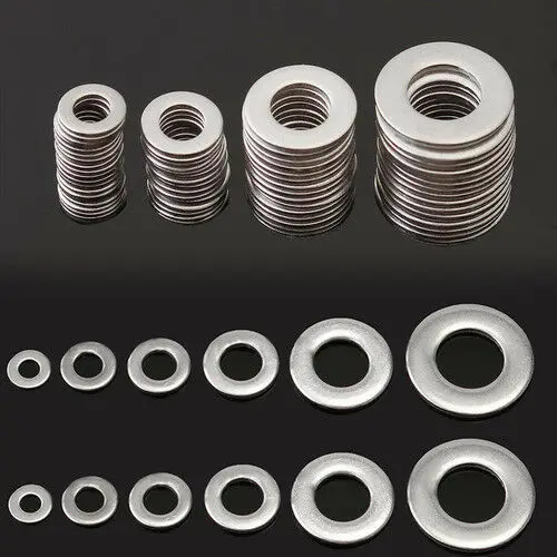 

105Pcs Stainless Steel Washers Silver Metric Flat Washer Kit M3 M4 M5 M6 M8 M10