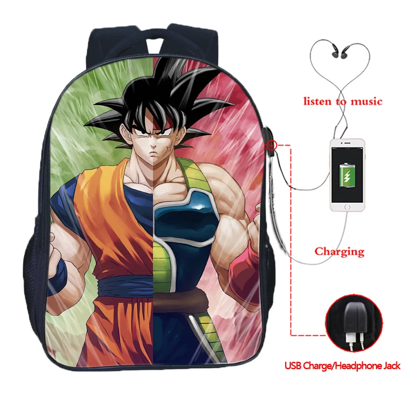 Dragon Ball для мальчиков и девочек рюкзаки для подростков отец Сон Гоку Сплит USB зарядка школьные сумки Вегета красивый мужской женский рюкзак - Цвет: 12