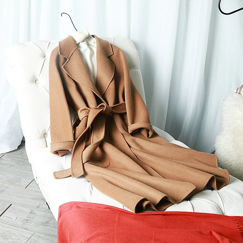 Goedkoop Goede kwaliteit band jassen 2019 nieuwe dubbelzijdige kasjmier Alpaca wollen jas fluwelen overjas lange wollen jas witner herfst jas